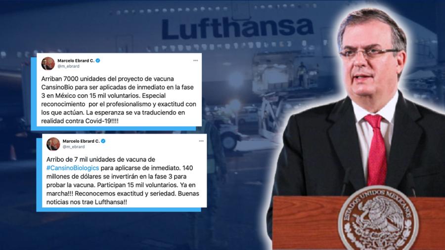 Llegan 7 mil dosis de la vacuna de CanSino para aplicarse de inmediato: Ebrard