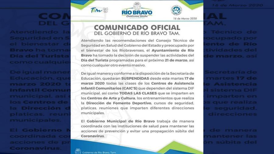 Suspende Río Bravo actividades del Día del Turista 