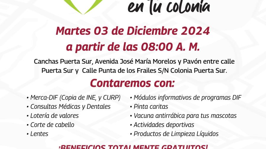Llevará DIF Reynosa servicios gratuitos a la colonia Puerta Sur