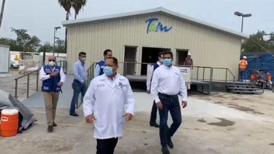 Supervisa Gobernador de Tamaulipas construcción de hospital móvil en Reynosa