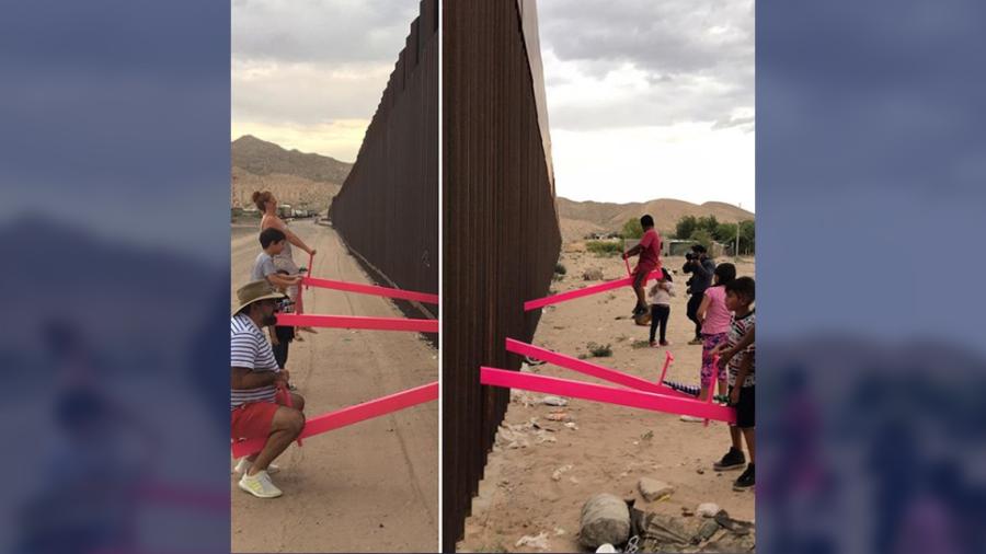 Convierten muro fronterizo en un parque de juegos