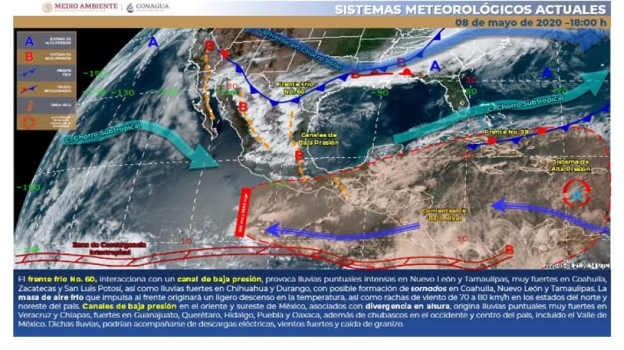 Avisa Protección Civil sobre probabilidad de lluvia ligera a intensa