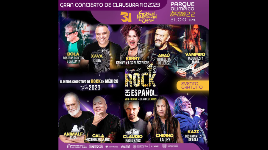 Invita Gobierno de Matamoros a clausura del FIO; se presentarán reconocidos artistas de rock en español