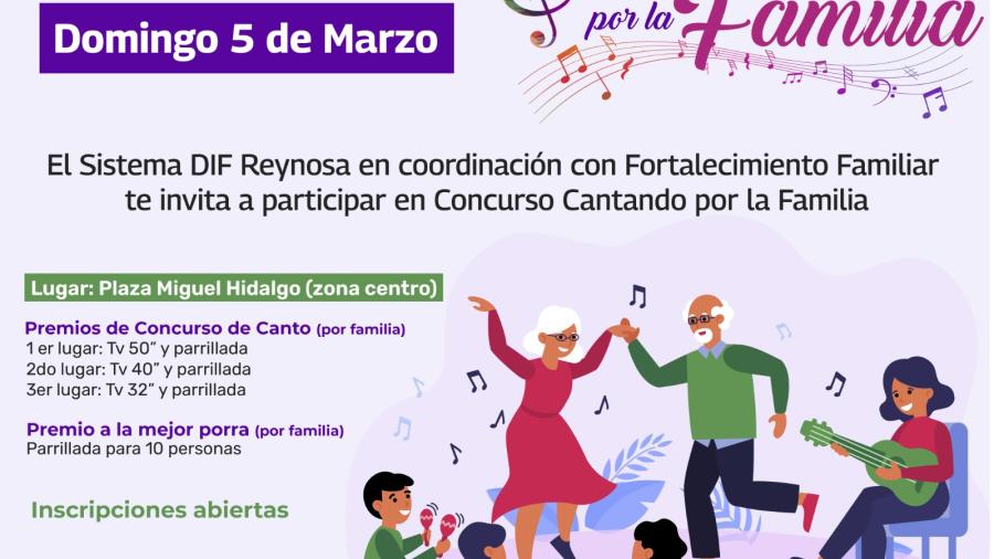 Invita DIF Reynosa a participar en Cantando por la Familia 