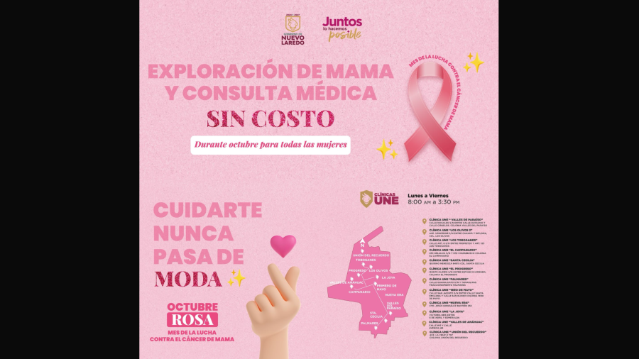 Gobierno municipal promueve campaña gratuita de prevención contra el cáncer de mama