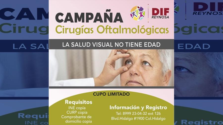 Invita DIF Reynosa a registrarse a la Campaña de Cirugías Oftalmológicas