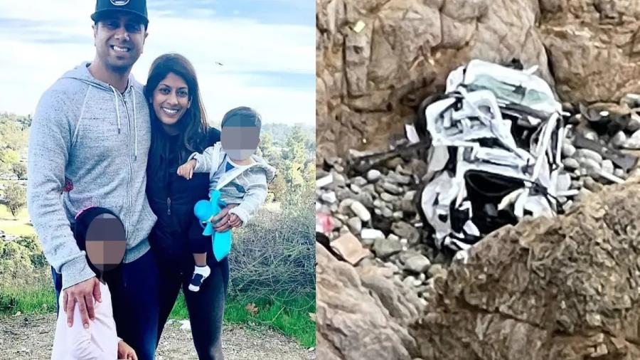 Detienen a conductor por lanzar su Tesla a un acantilado con su familia adentro