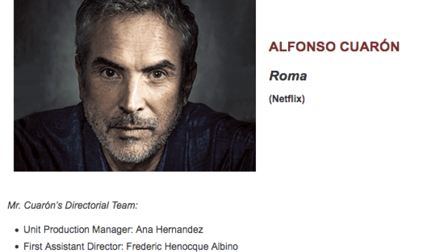 Nominan a Cuarón a mejor director por “Roma” para los premios DGA 