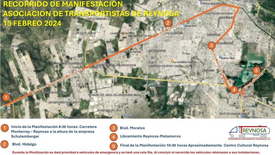 Transportistas de Reynosa se unirán a paro nacional el 15 de febrero