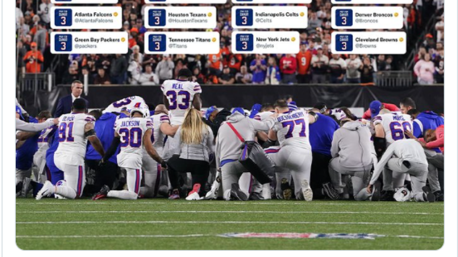 Equipos de la NFL cambian su foto de perfil en honor al jugador Damar Hamlin