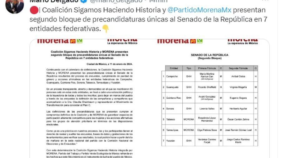 Morena designa a Olga Sosa y JR precandidatos al Senado por Morena