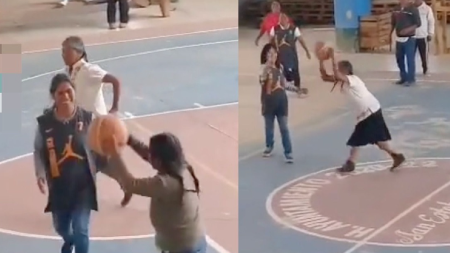 Abuelita oaxaqueña se hace viral por increíble forma de jugar básquetbol