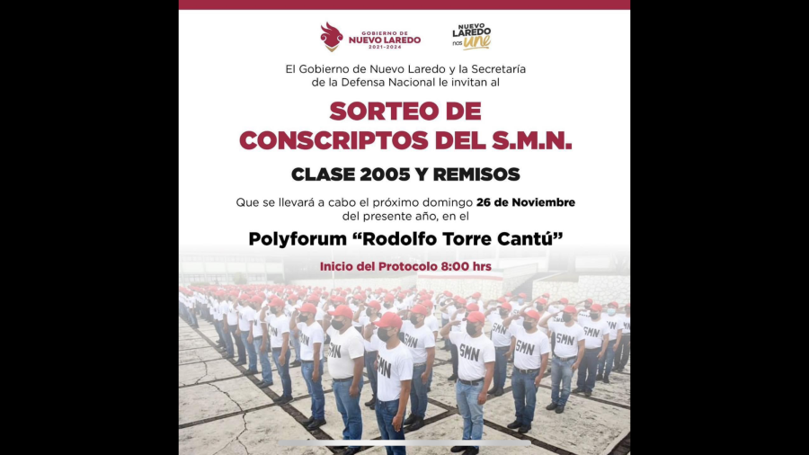 Todo listo para sorteo del Servicio Militar Nacional en Nuevo Laredo