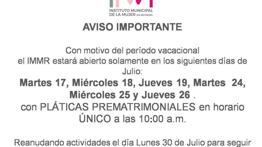 Ofrece IMMR Pláticas Prematrimoniales en período vacacional