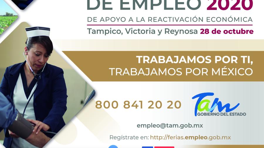 Participa Tamaulipas en la Feria Nacional de Empleo 2020 en apoyo a la reactivación económica