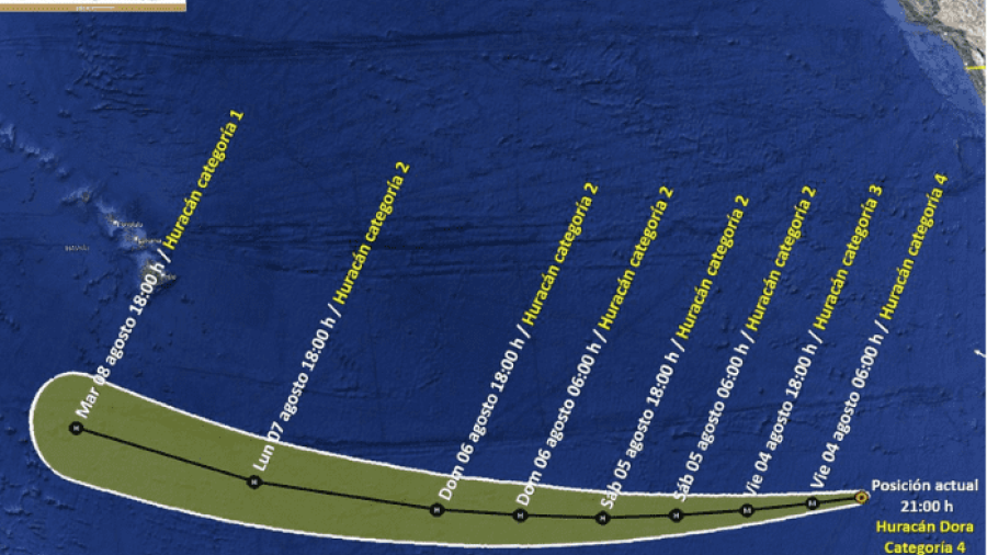 Huracán 'Dora' se intensifica a categoría 4