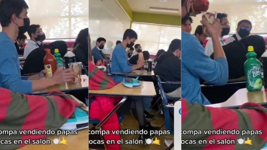 Estudiante prepara y vende 'papas locas' en salón de clases