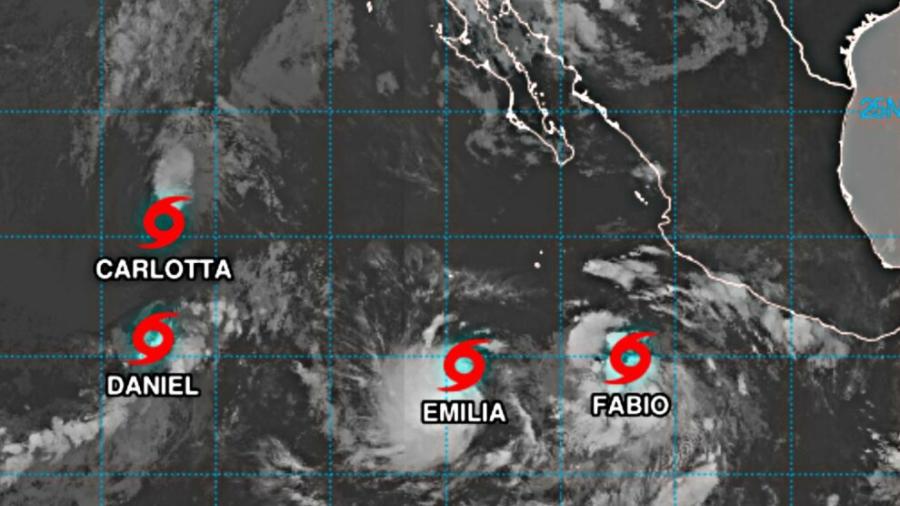 Tormentas tropicales Carlotta, Daniel y Emilia se alejan de costas mexicanas