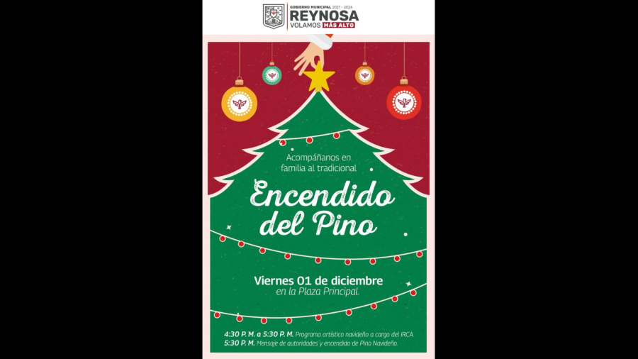 Invita Alcalde Carlos Peña Ortiz a Encendido de Pino en Reynosa
