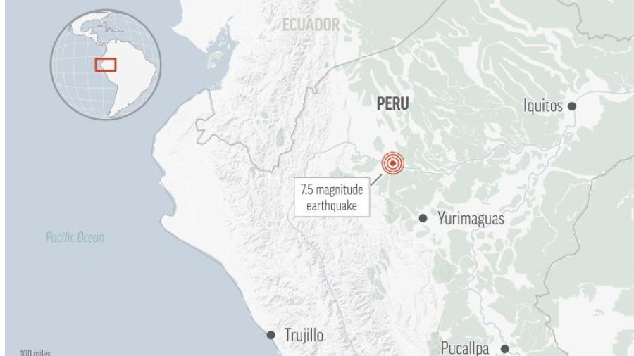 Fuerte sismo de magnitud 7.5 sacude el Amazonas