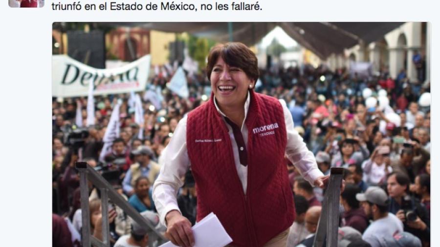 A través de Twitter, Delfina Gómez se declara ganadora en EDOMEX