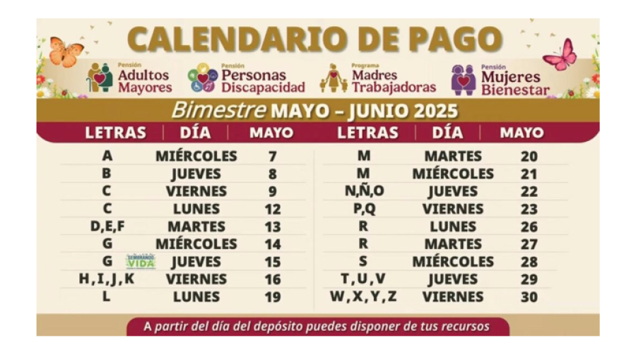 Presentan calendario de pagos de pensiones y programas del Bienestar de mayo-junio