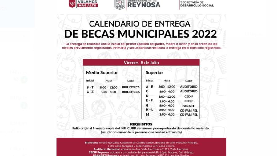 Viernes 8 de julio, Becas Municipales para nivel Medio Superior y Superior 