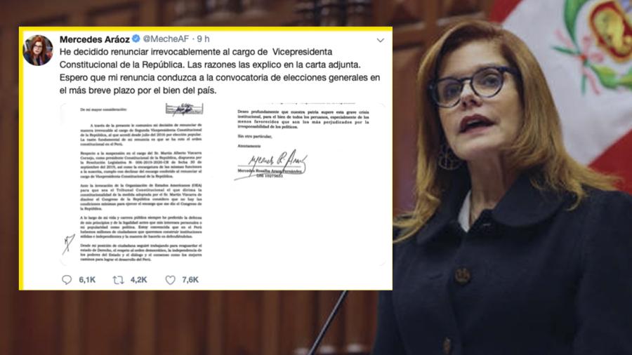 Mercedes Aráoz renuncia a la presidencia interina de Perú