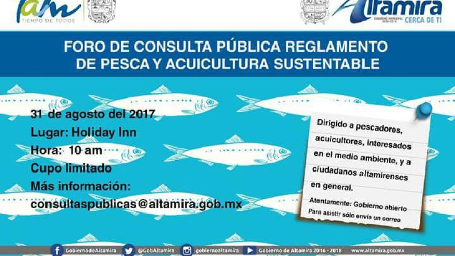Realizarán foro de consulta pública para pescadores