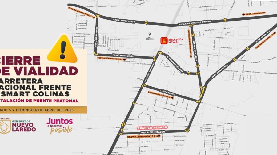 Cerrarán tramo de carretera nacional por instalación de puente peatonal