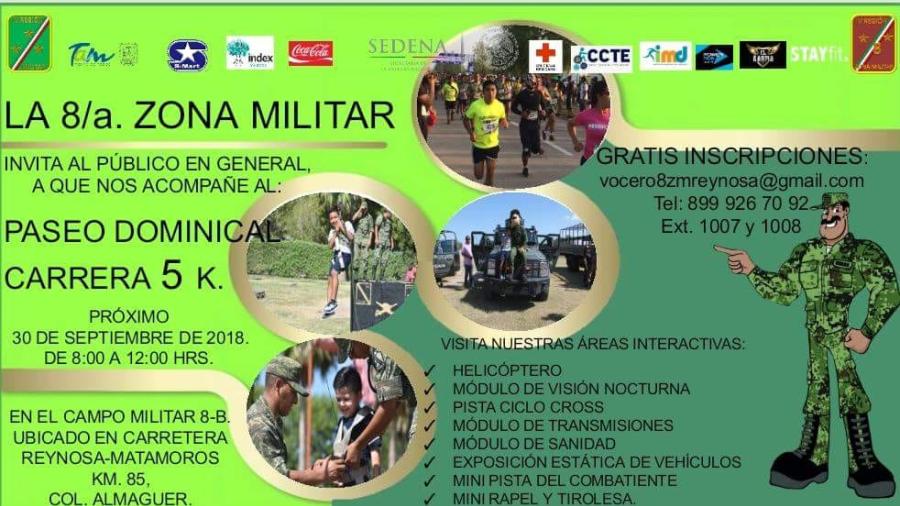 Invita SEDENA y Ayuntamiento al Paseo Dominical y Carrera Deportiva en Campo Militar Reynosa
