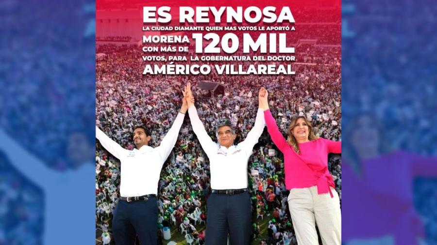 Reynosa la ciudad que aportó más votos a Américo Villarreal 