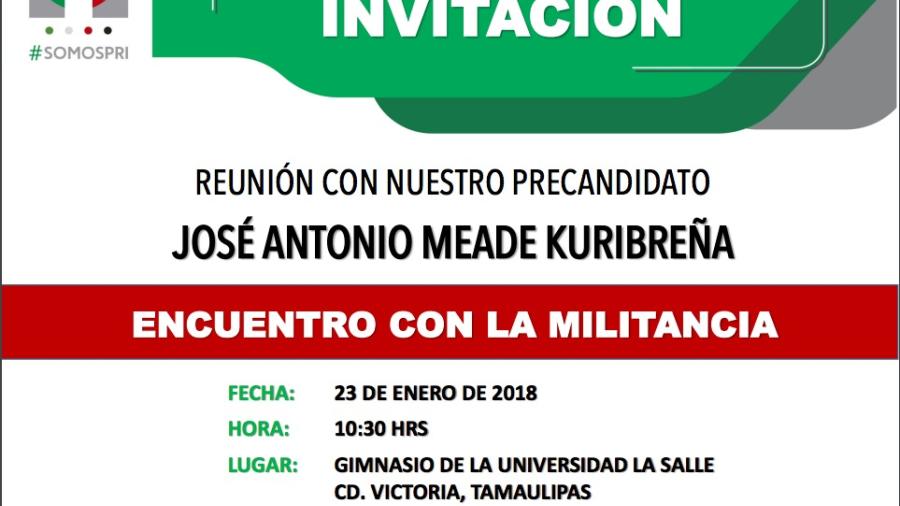 Meade se encontrar&aacute; con militancia tamaulipeca en La Salle