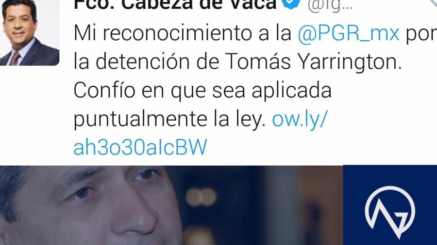 Reconoce Cabeza de Vaca a PGR por detención de Yarrington