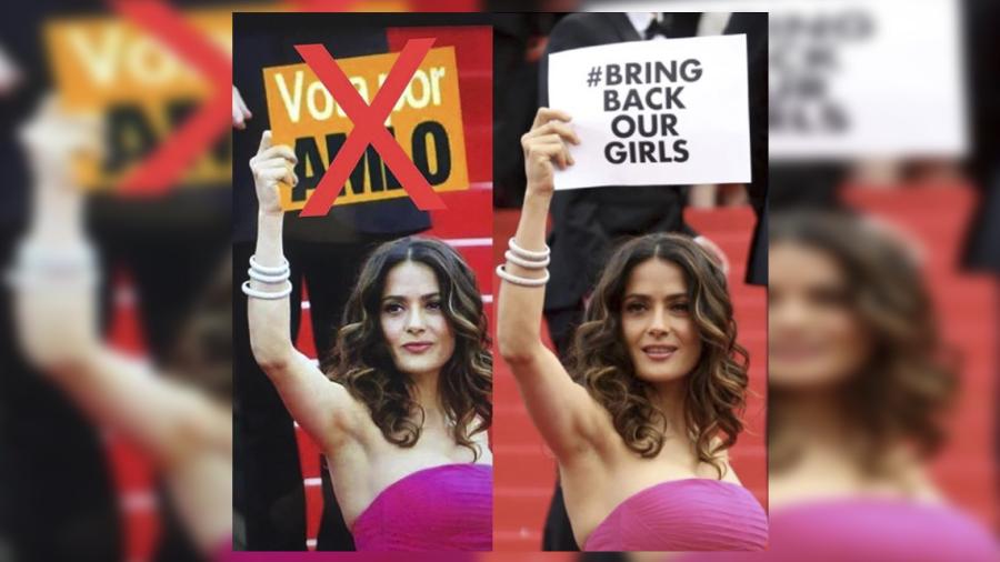 Niega Salma Hayek haber posado con cartel que invita a votar por AMLO