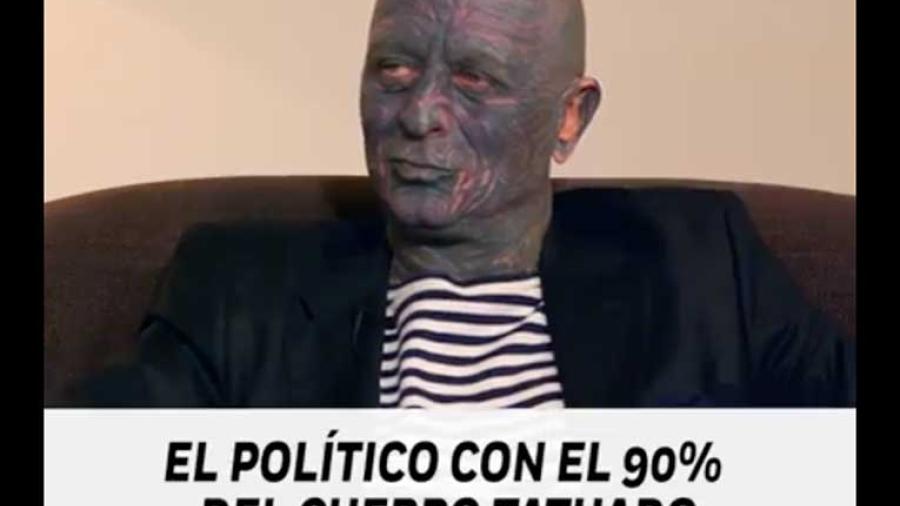 Político checo tiene tatuado el 90% de su cuerpo 