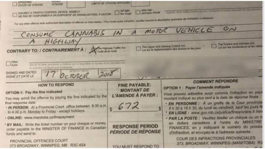 Reportan primera multa por conducir bajo el influjo de la mariguana en Canadá