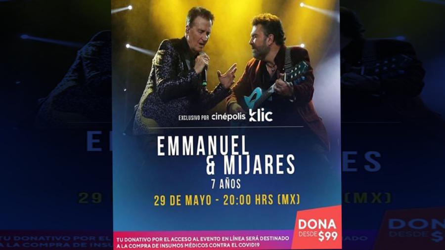  Anuncian Mijares y Emmanuel concierto benéfico para adquirir insumos médicos