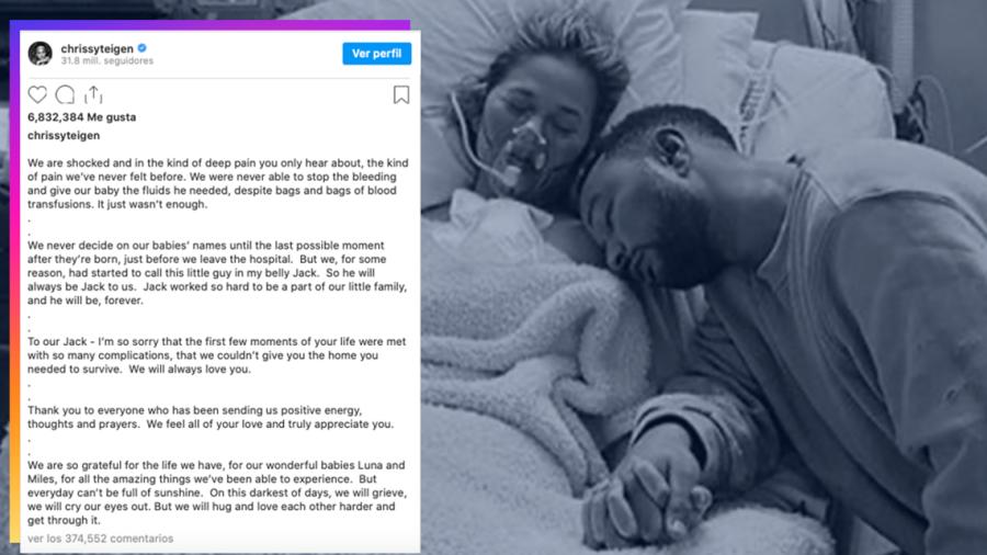 El mensaje de Chrissy Teigen y John Legend tras perder a su bebé