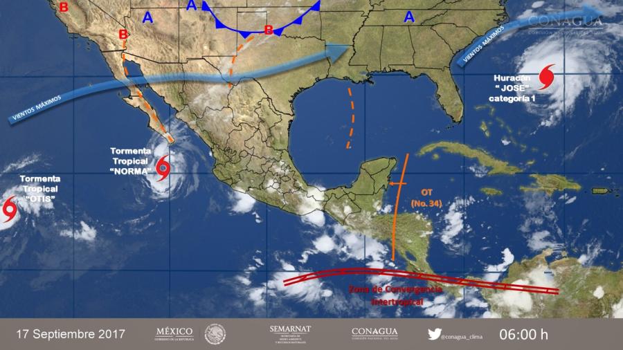 Tormentas para BCS, Sonora, Sinaloa y Nayarit por "Norma"