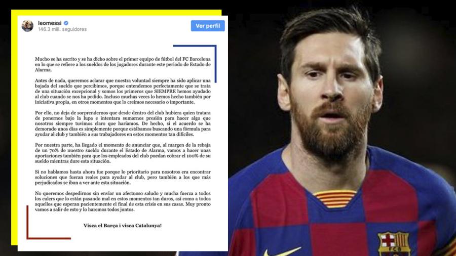 Messi confirma que los jugadores del Barça se bajan el sueldo un 70%
