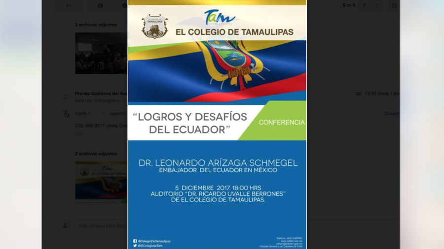 Invita Colegio de Tamaulipas a conferencia magistral