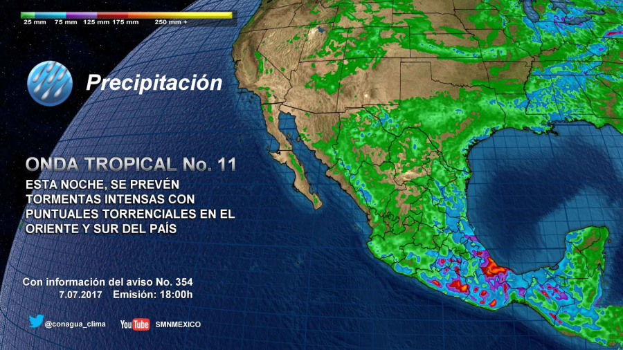 Se mantiene pronóstico de tormentas torrenciales en Puebla, Veracruz y Oaxaca