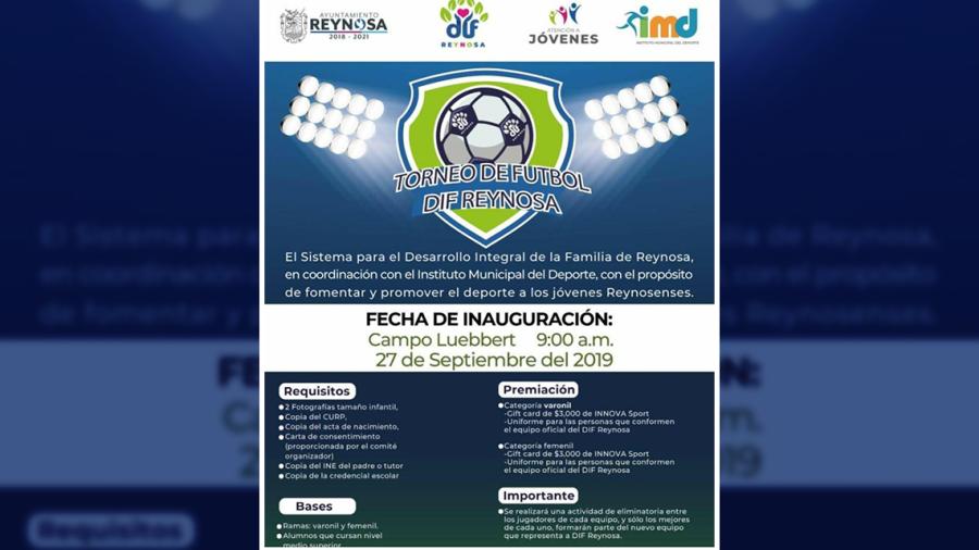 Convoca DIF a torneo de futbol este viernes