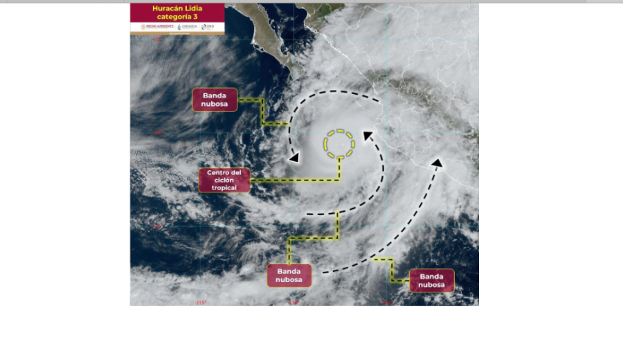 Huracán 'Lidia' se intensifica a categoría 3