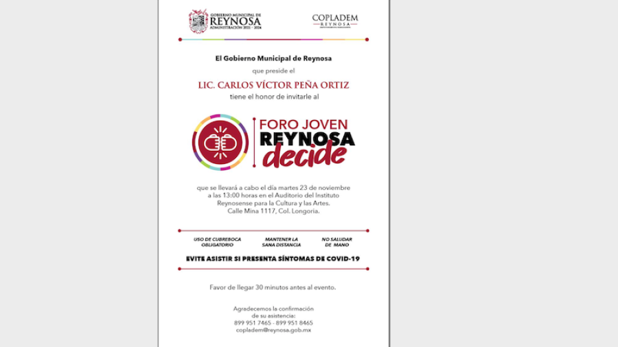 Plasmará Reynosa visión de jóvenes en su Plan Municipal de Desarrollo 
