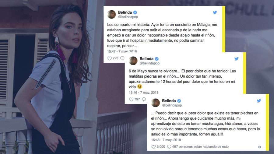 Belinda es operada de emergencia por piedras en el riñón