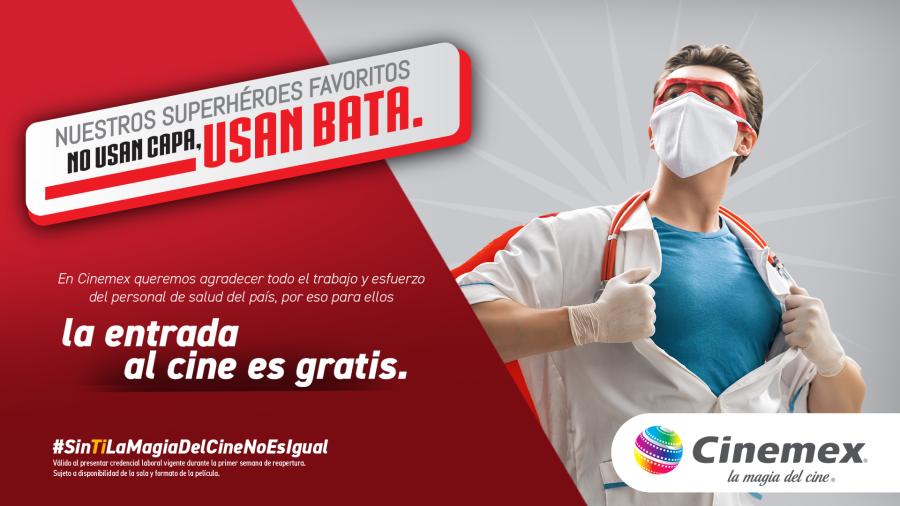 ¡Reconocimiento a los héroes! Cinemex regalará boletos a personal médico 
