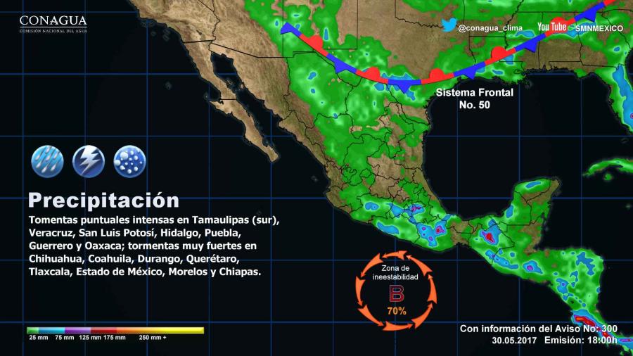 Lluvias fuertes a intensas se prevén en varios estados