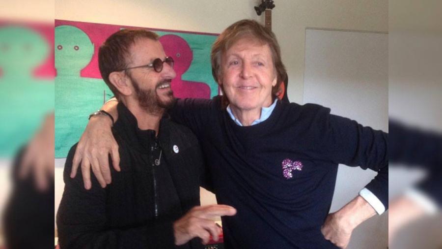 Paul Mccartney y Ringo Star graban en sesión de estudio